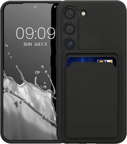 Samsung Galaxy S24 Plus Hoesje - Zwart - Siliconen Back Cover met Pasjeshouder