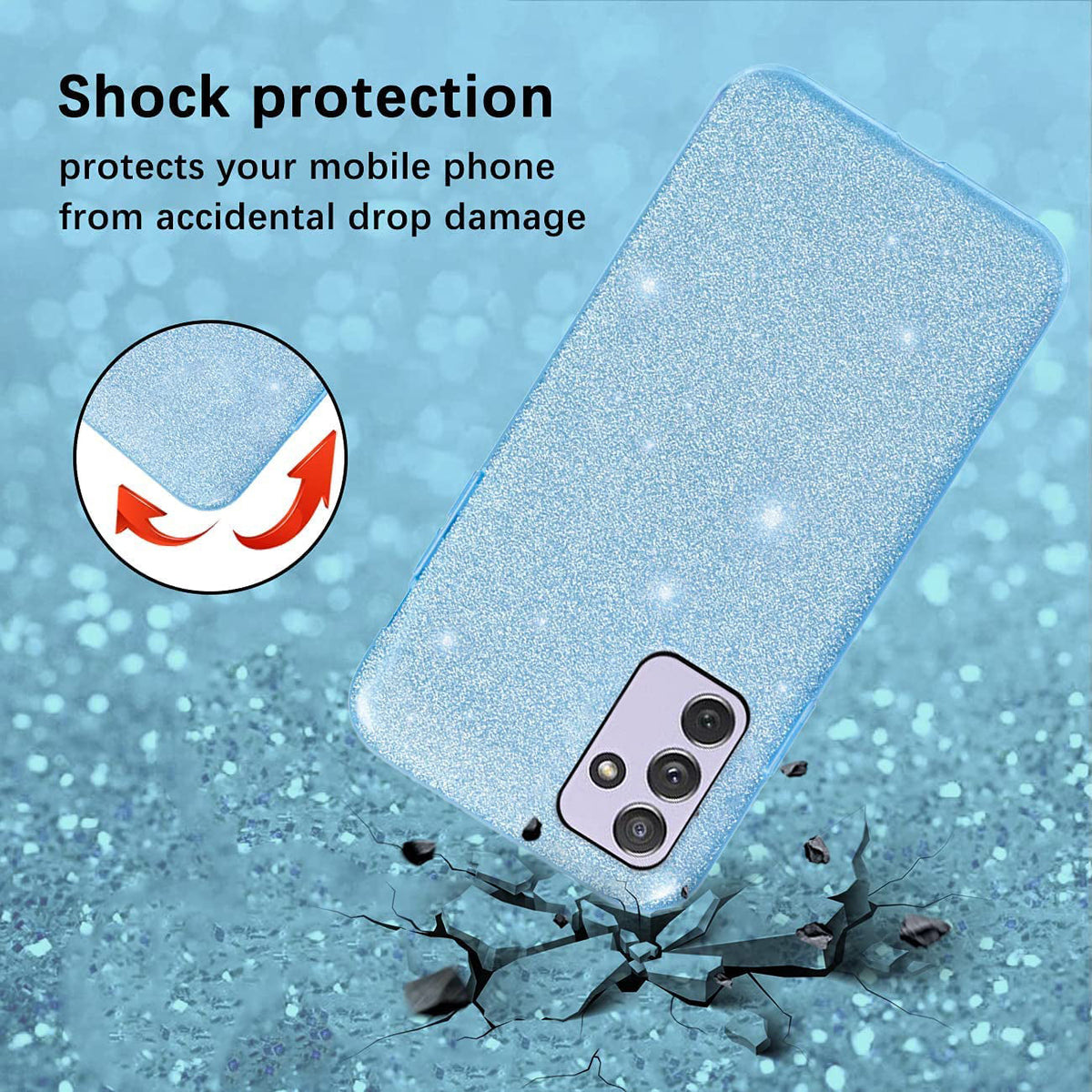 Samsung Galaxy A55 Hoesje - Blauw - Glitter Back Cover