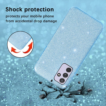 Samsung Galaxy A55 Hoesje - Blauw - Glitter Back Cover