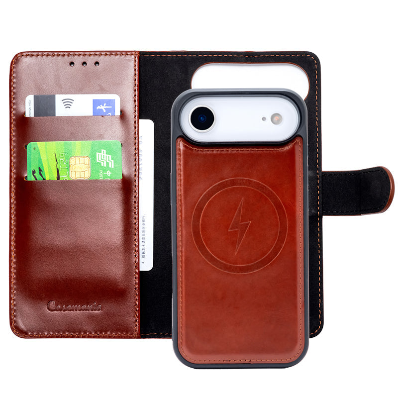 Apple iPhone Air Hoesje - Chestnut Brown - Echt Leren MagSafe Bookcase