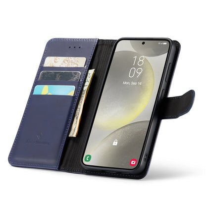 Samsung Galaxy S24 Case - Navy Blue - Genuine Leather 2-in-1 Wallet Case