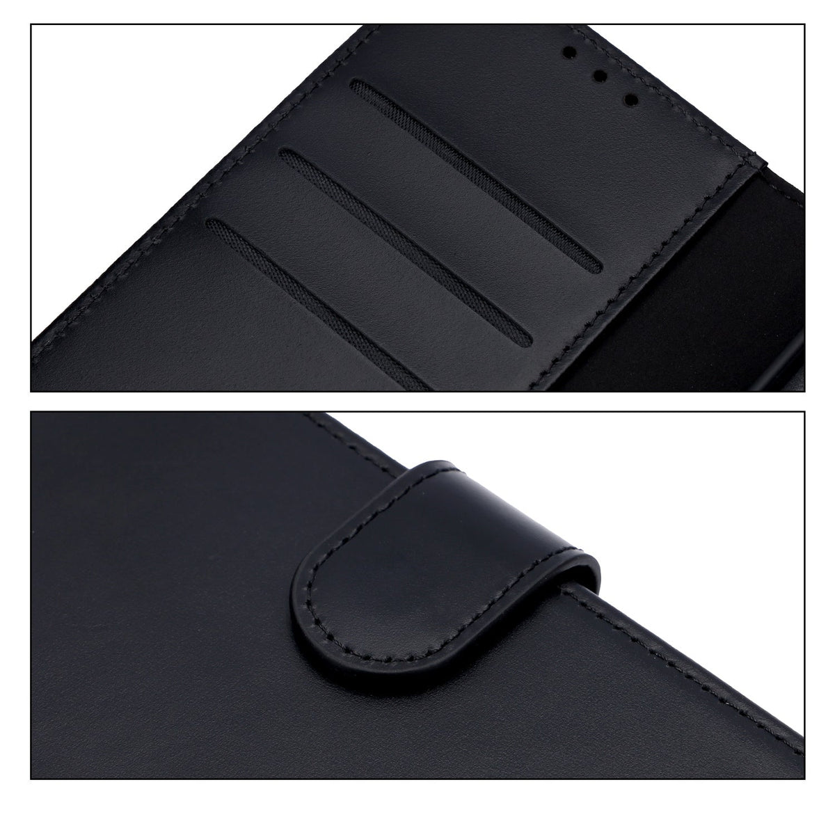 Samsung Galaxy A57 Hoesje - Onyx Black - Echt Leren Bookcase