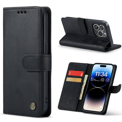 Apple iPhone 14 Pro Max Hoesje - Zwart - Echt Leren Bookcase