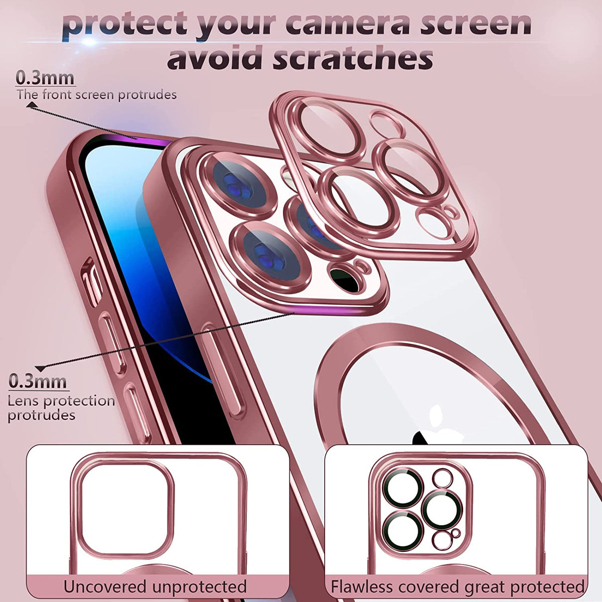 Apple iPhone 15 Pro Max Hoesje - Roze - Hybrid Siliconen MagSafe Back Cover