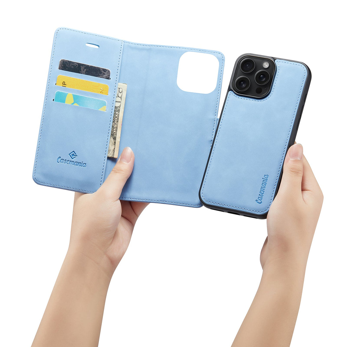Apple iPhone 16 Pro Max Hoesje - Sky Blue - 2 in 1 Bookcase