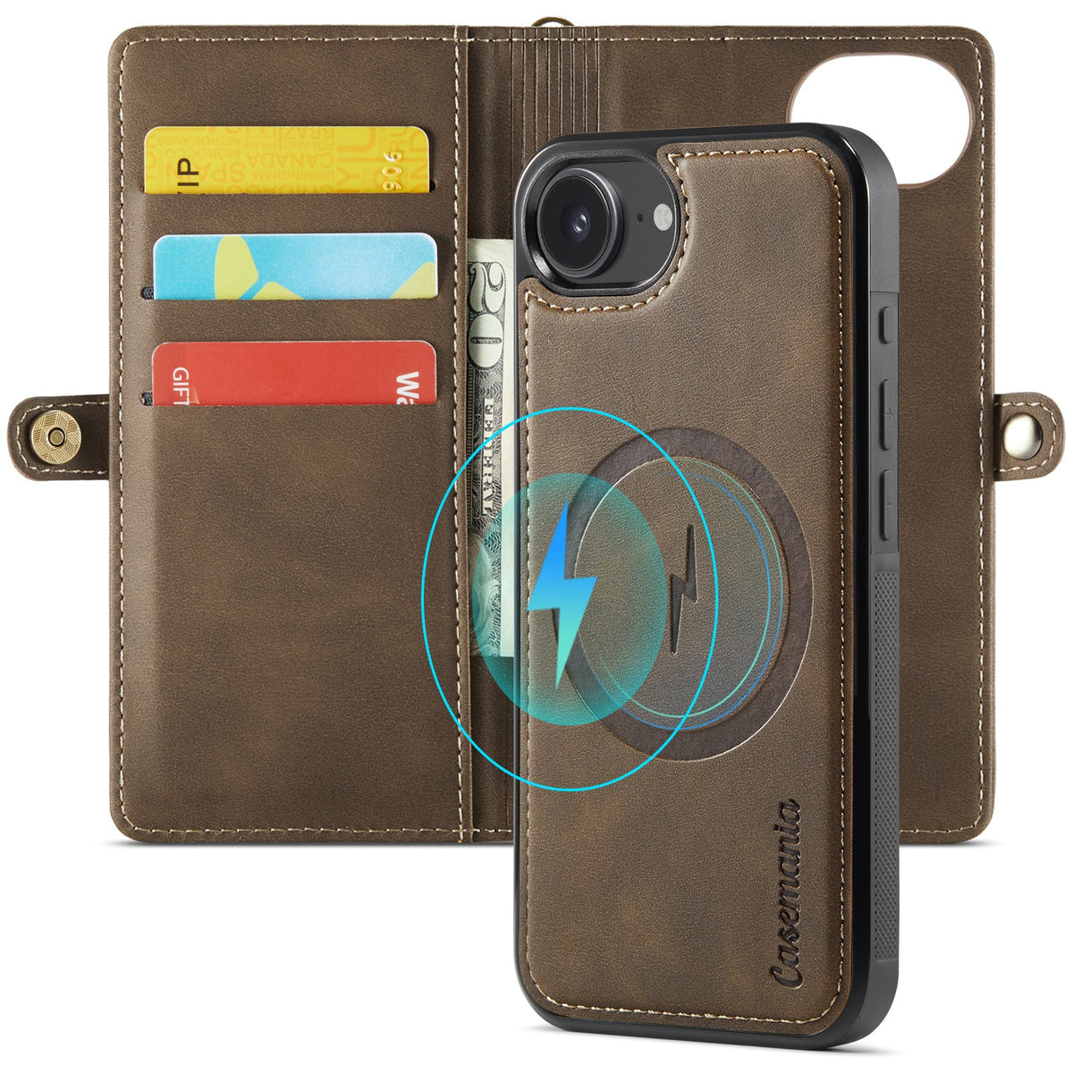 Apple iPhone 16e Hülle - Cedar Brown - 2-in-1 MagSafe-Klapphülle mit Kartenfach