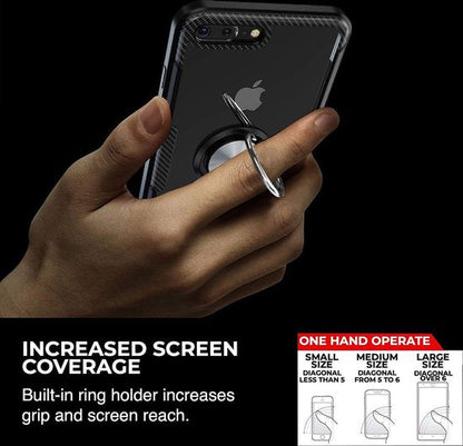 Apple iPhone 7 Plus Hoesje - Zwart - Kickstand Ring Back Cover