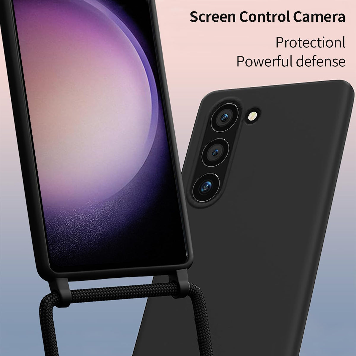 Samsung Galaxy S23 Plus Hoesje - Zwart - Siliconen Back Cover met Telefoonkoord