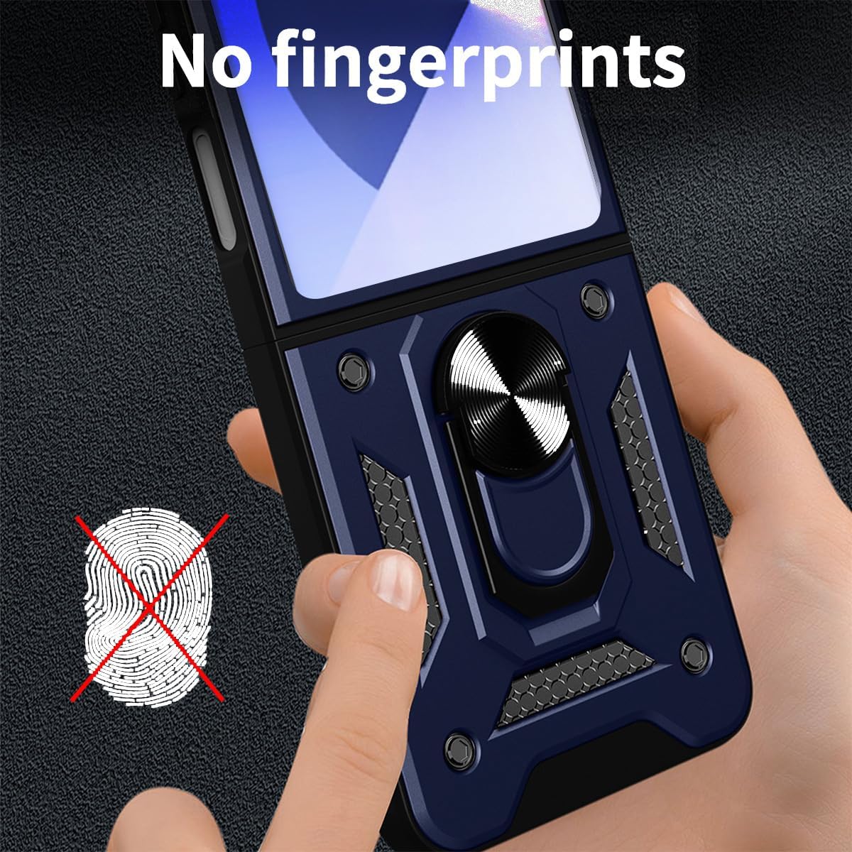 Samsung Galaxy Z Flip8 Hoesje - Blauw - Armor Kickstand Back Cover