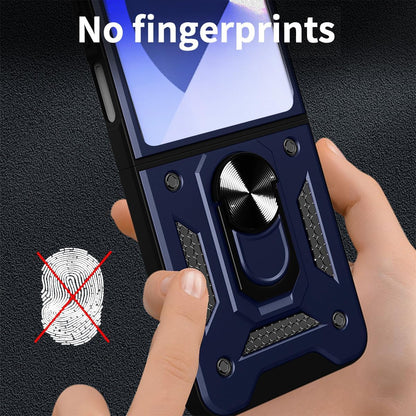 Samsung Galaxy Z Flip8 Hoesje - Blauw - Armor Kickstand Back Cover