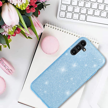 Samsung Galaxy A25 Hoesje - Blauw - Glitter Back Cover