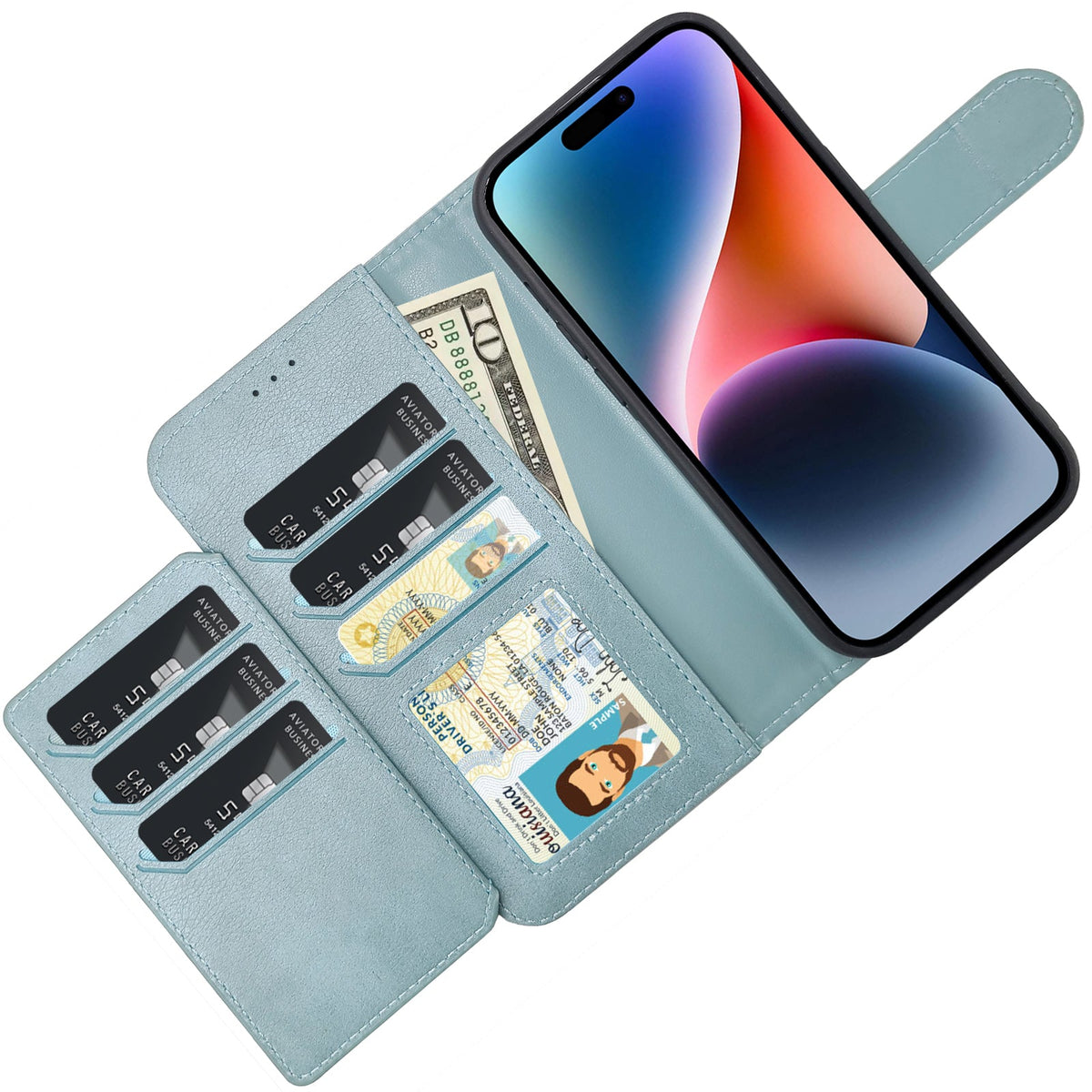 Samsung Galaxy A35 5G Hoesje - Licht Blauw - 2 in 1 Bookcase met 10 Kaart Vakken