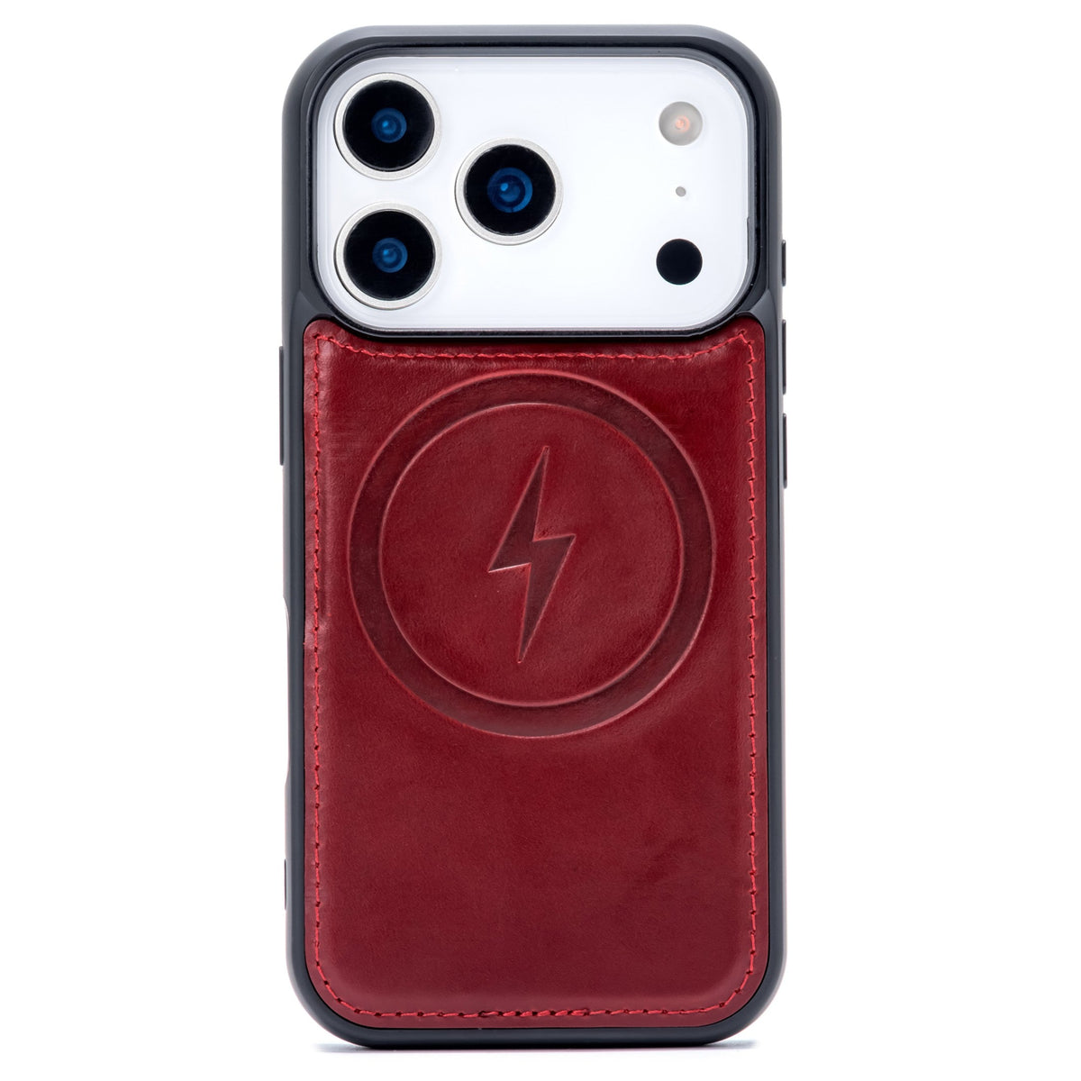 Apple iPhone 17 Pro Hoesje - Maroon Red - Echt Leren MagSafe Back Cover