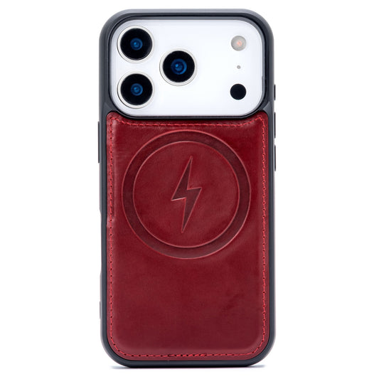 Apple iPhone 17 Pro Hülle - Maroon Red - Echtleder-MagSafe-Backcover