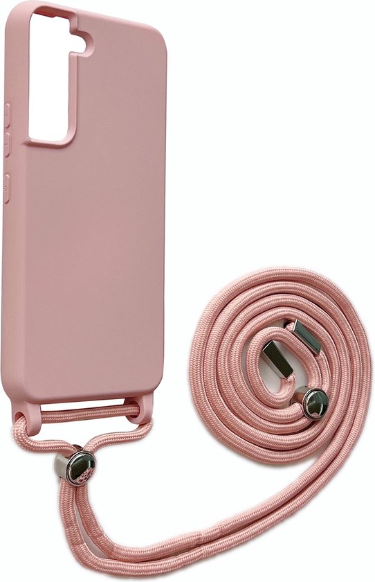 Samsung Galaxy S22 Case - Pink - Silicone Back Cover with Phone Strap