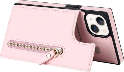 Apple iPhone 15 Plus Hoesje - Roze - Luxe Back Cover met Telefoonkoord en Rits