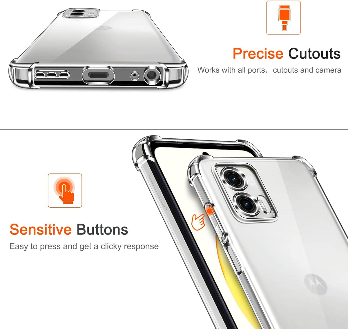 Motorola Moto G73 Case - Clear - Shockproof Back Cover