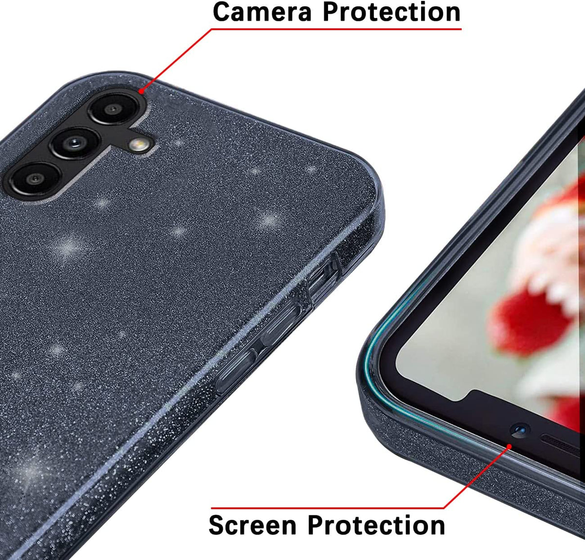 Samsung Galaxy A25 Hoesje - Zwart - Glitter Back Cover