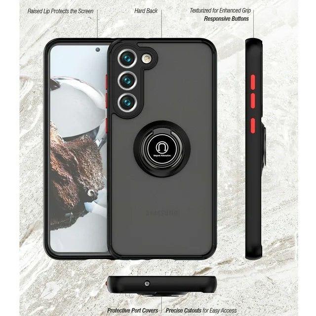 Samsung Galaxy S24 Hoesje - Zwart - Kickstand Ring Back Cover