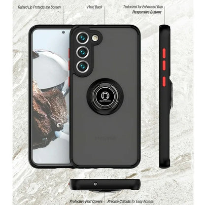 Samsung Galaxy S24 Hoesje - Zwart - Kickstand Ring Back Cover