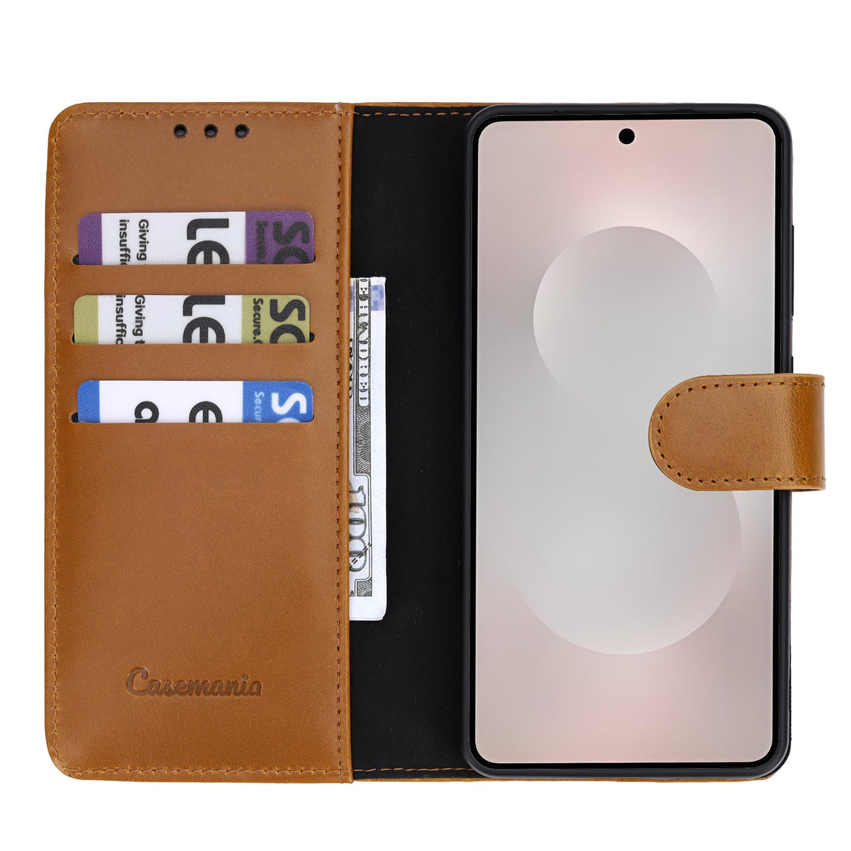 Samsung Galaxy S26 Hoesje - Sienna Brown - Echt Leren 2 in 1 MagSafe Bookcase
