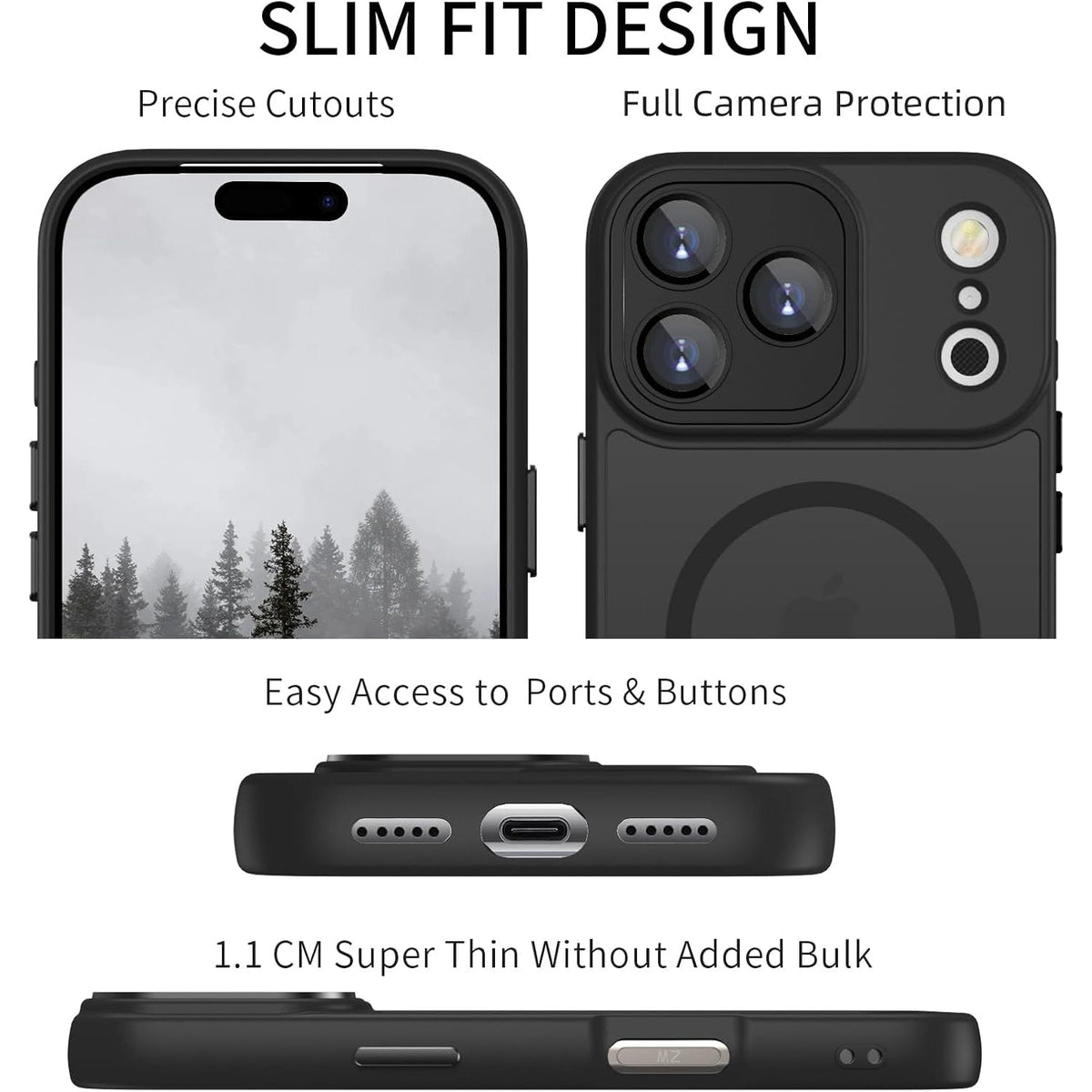 iPhone 17 Pro Hoesje - Zwart - Matte Armor MagSafe Back Cover