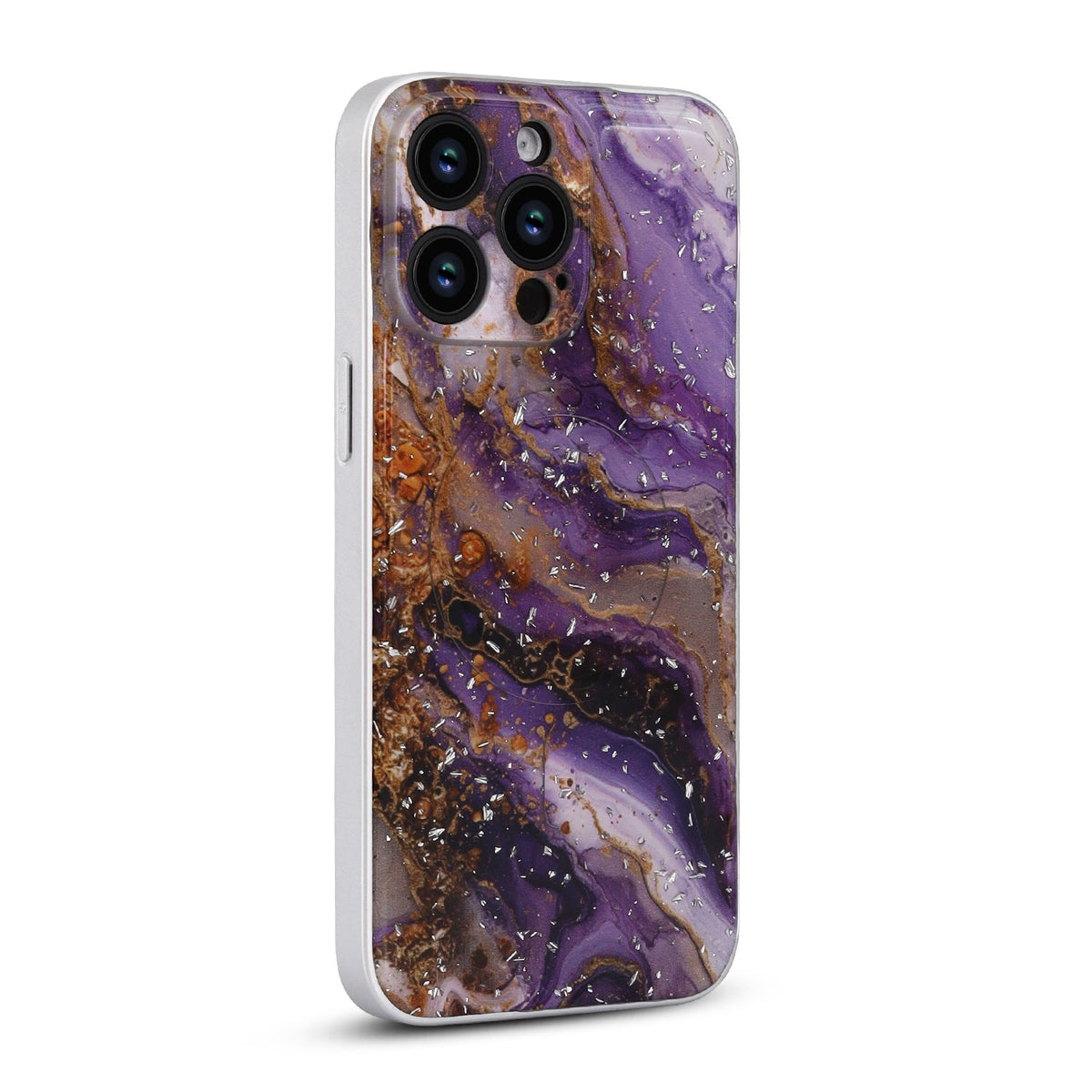 Apple iPhone 15 Pro Case - Purple - Marble Glitter MagSafe Back Cover