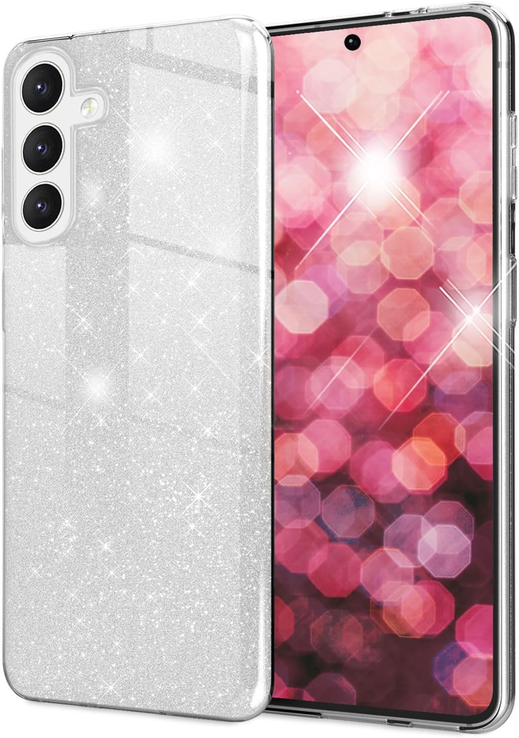 Samsung Galaxy A16 Hoesje - Zilver - Glitter Back Cover
