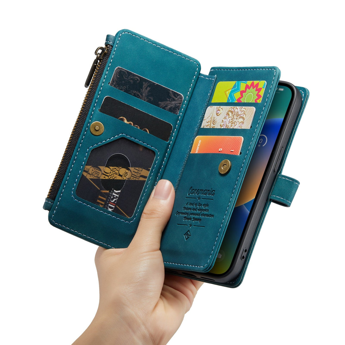 Apple iPhone 7 Hoesje - Emerald Green - Luxe Bookcase met Rits