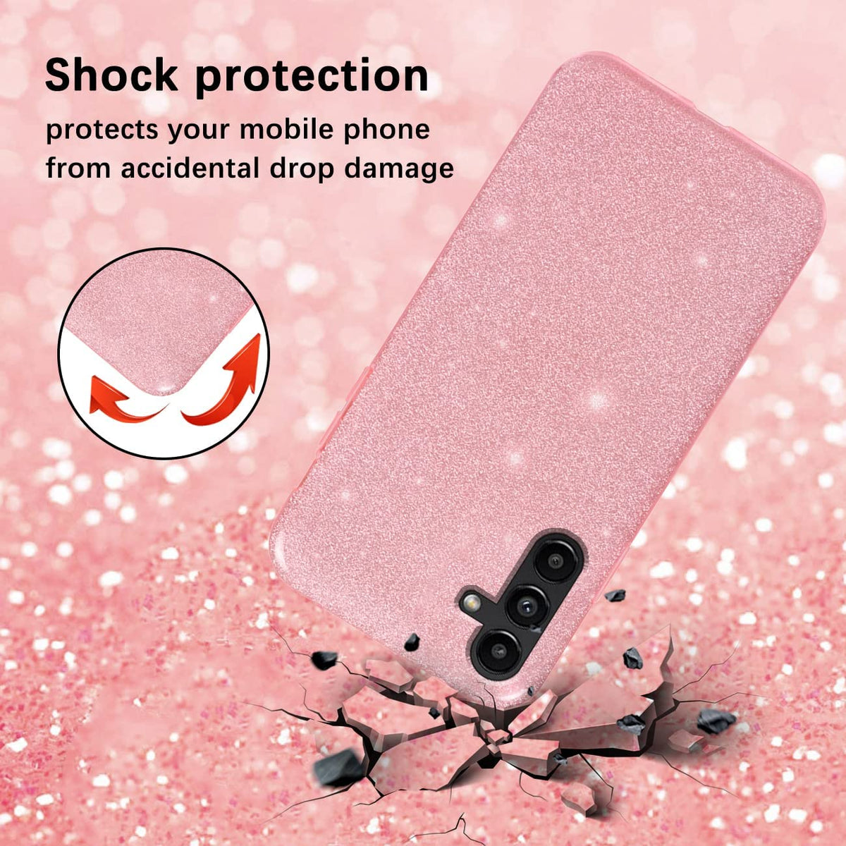 Samsung Galaxy A34 5G Hoesje - Roze - Glitter Back Cover