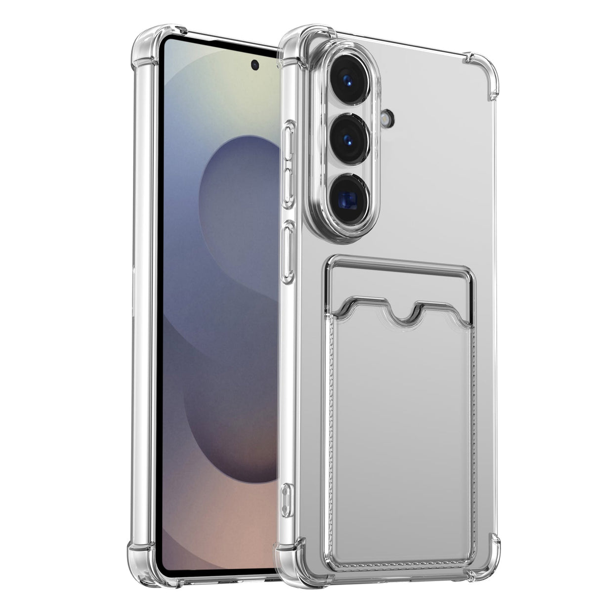 Samsung Galaxy S26 Plus Hoesje - Transparant - Siliconen Back Cover met Pasjeshouder en Camera Bescherming