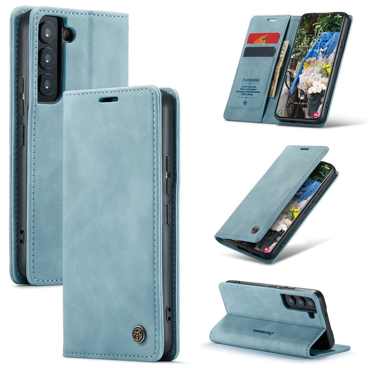 Samsung Galaxy S21 FE Hoesje - Aqua Blue - Dunne Bookcase