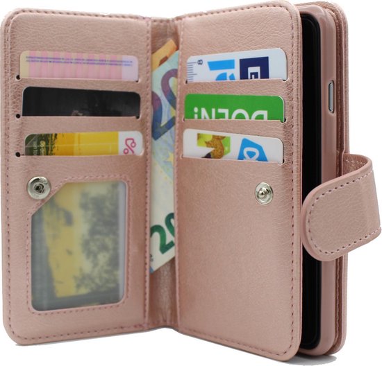 Apple iPhone XR Hoesje - Rosegoud - 2 in 1 Bookcase met 10 Kaart Vakken