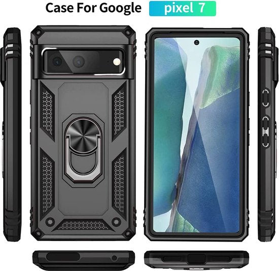 Google Pixel 7 Hülle - Schwarz - Armor-Ständer-Backcover