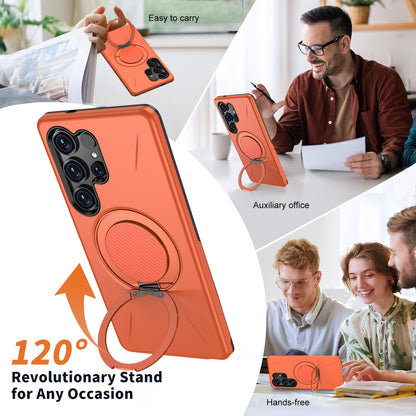 Samsung Galaxy S26 Ultra Hülle - Orange - Silikon Ring Kickstand Backcover