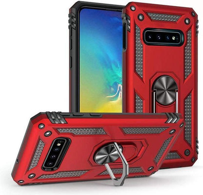 Samsung Galaxy S10+ Hoesje - Rood - Armor Kickstand Back Cover