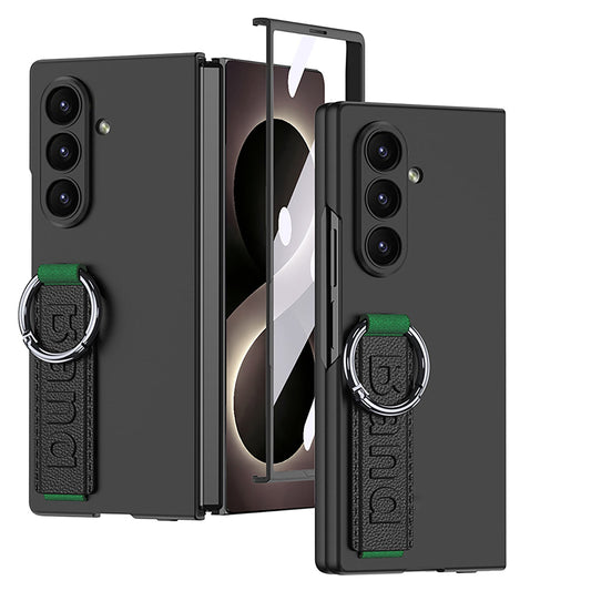 Samsung Galaxy Z Fold8 Ultra Hoesje - Zwart - Cover met Handstrap, Ring Houder en Ingebouwde Screenprotector