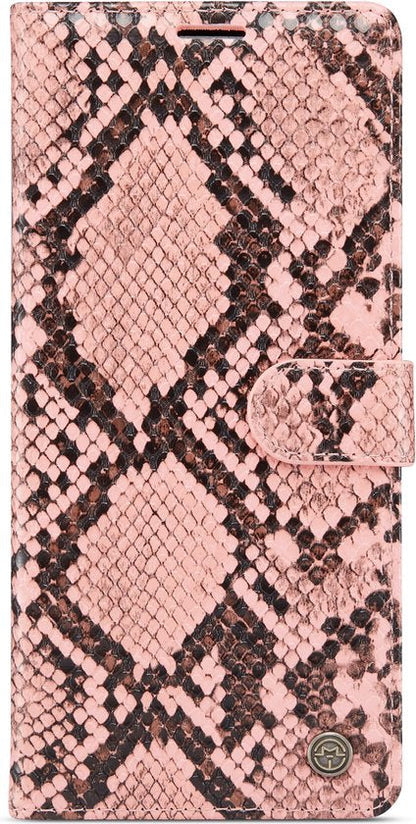 Samsung Galaxy A22 5G Hoesje - Roze - Luxe Slangen Bookcase