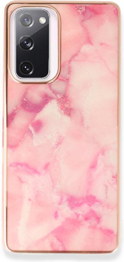 Coque Samsung Galaxy S20 FE - Rose - Étui arrière en silicone motif marbre