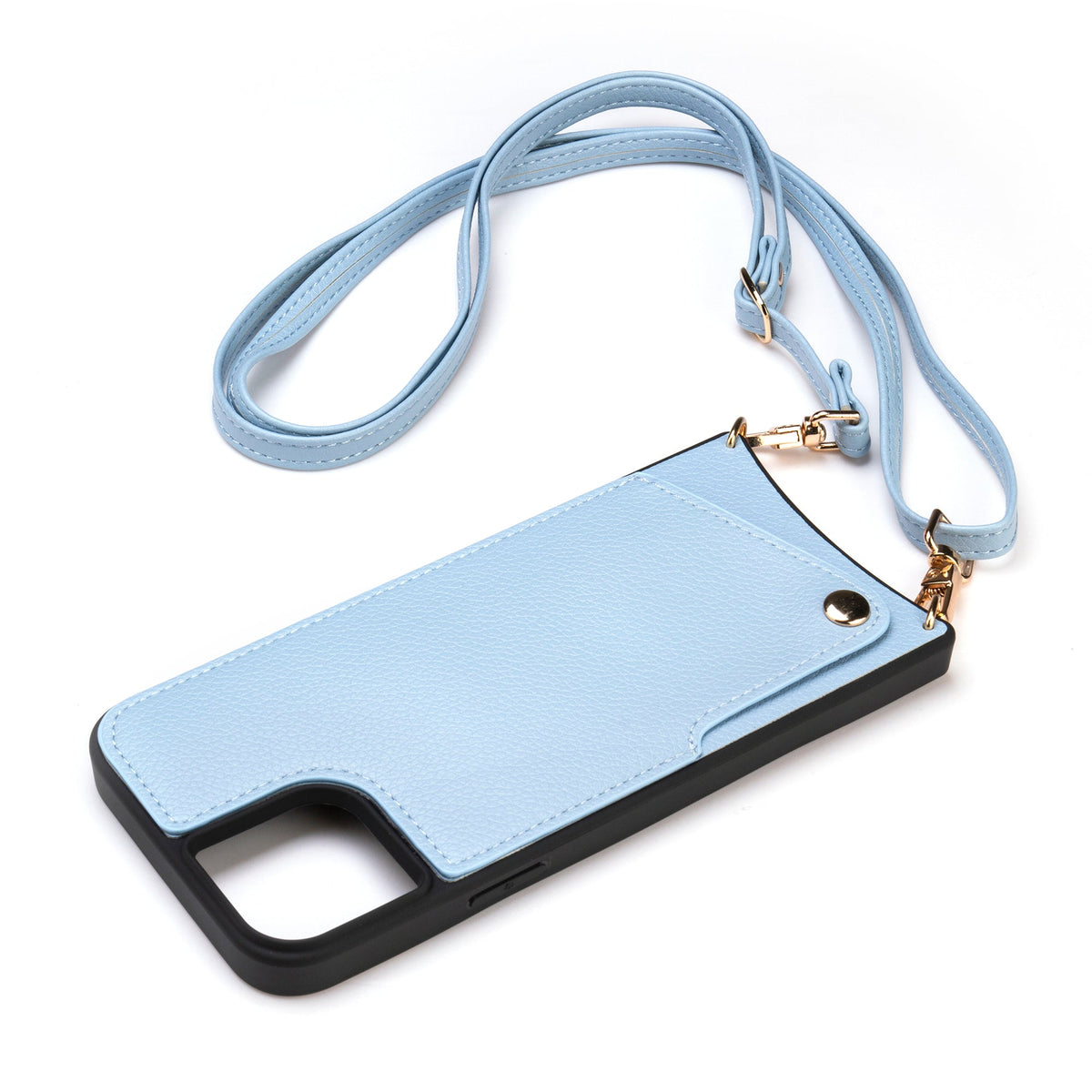 Apple iPhone 15 Hülle - Blau - Backcover mit Handschlaufe und Handykette