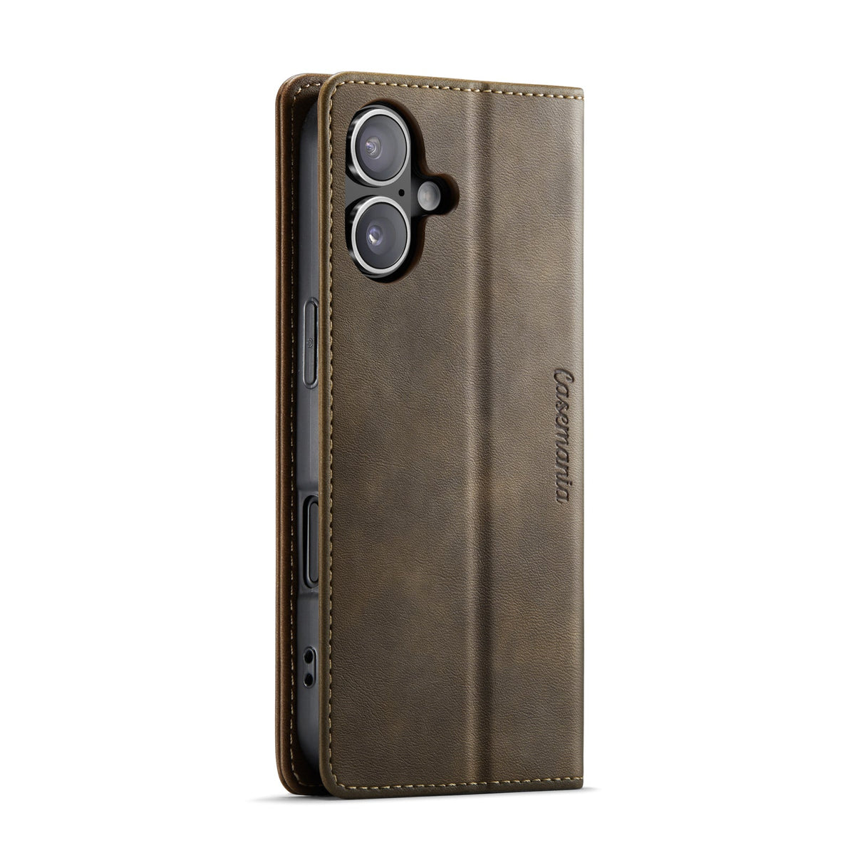 Apple iPhone 17 Case - Cedar Brown - Faux Leather Wallet Case