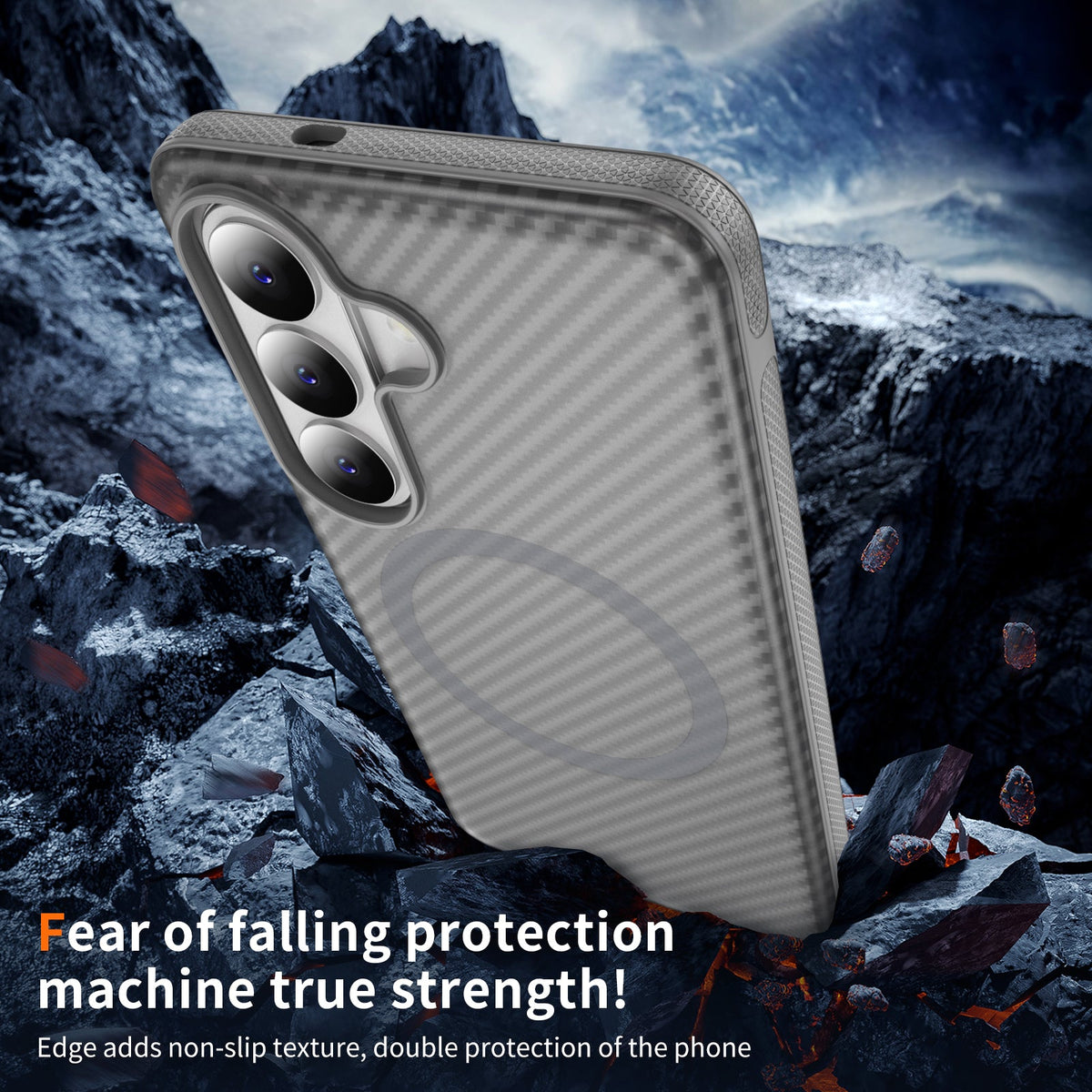 Samsung Galaxy A57 Hoesje - Grijs - Carbon MagSafe Back Cover