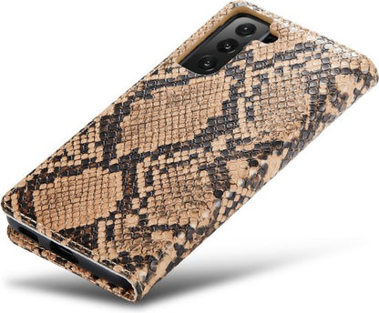 Samsung Galaxy S21 Hoesje - Beige - Snake Bookcase