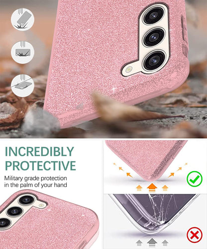Samsung Galaxy S24 Hoesje - Roze - Glitter Back Cover