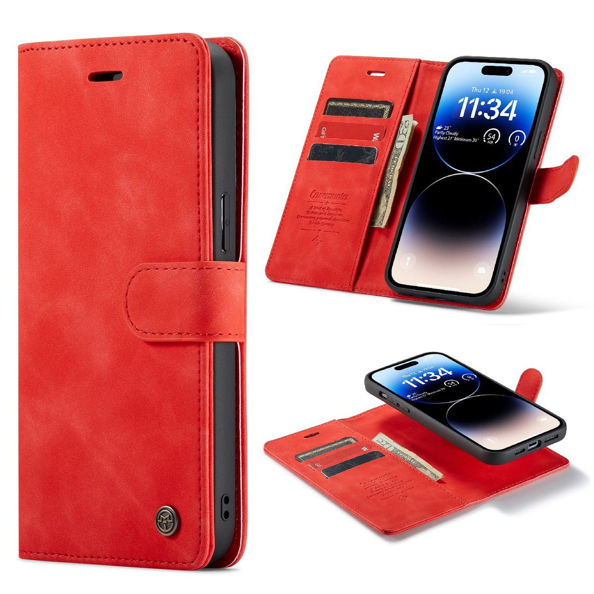 Apple iPhone 15 Pro Max Hoesje - Crimson Red - 2 in 1 Bookcase