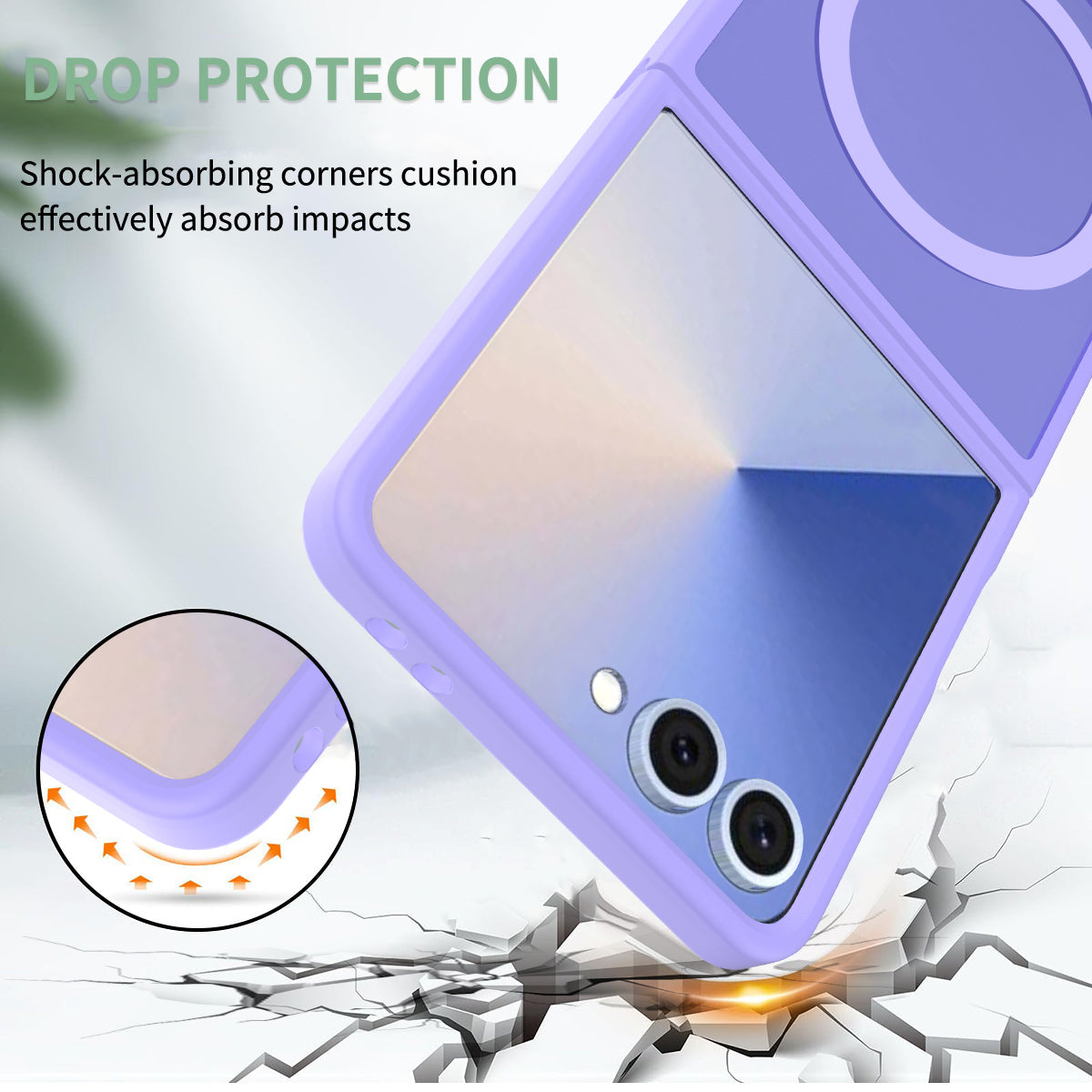 Samsung Galaxy Z Flip 7 Hoesje - Licht Paars - Matte Armor MagSafe Back Cover