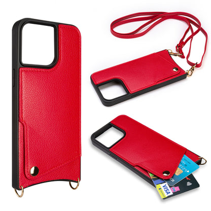 Apple iPhone 15 Pro Max Case - Red - Back Cover with Wrist Band and Phone Band