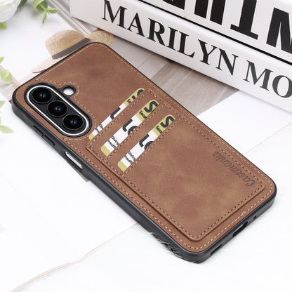 Samsung Galaxy A27 Case - Sienna Brown - Faux Leather Back Cover with Card Holder