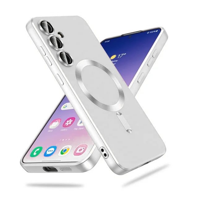 Samsung Galaxy S25 Plus Hoesje - Zilver - Matte Siliconen MagSafe Back Cover