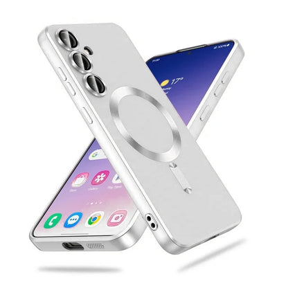 Samsung Galaxy S25 Plus Hoesje - Zilver - Matte Siliconen MagSafe Back Cover